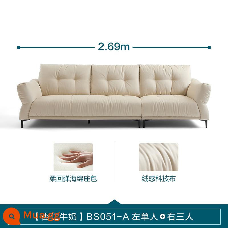 [Khuyến nghị của chuyên gia] Lin's Home Hiện đại Sofa vải mây tối giản Phòng khách Lin's Wood Industry BS051 - [Sữa hạnh nhân] Một người bên trái + ba người bên phải