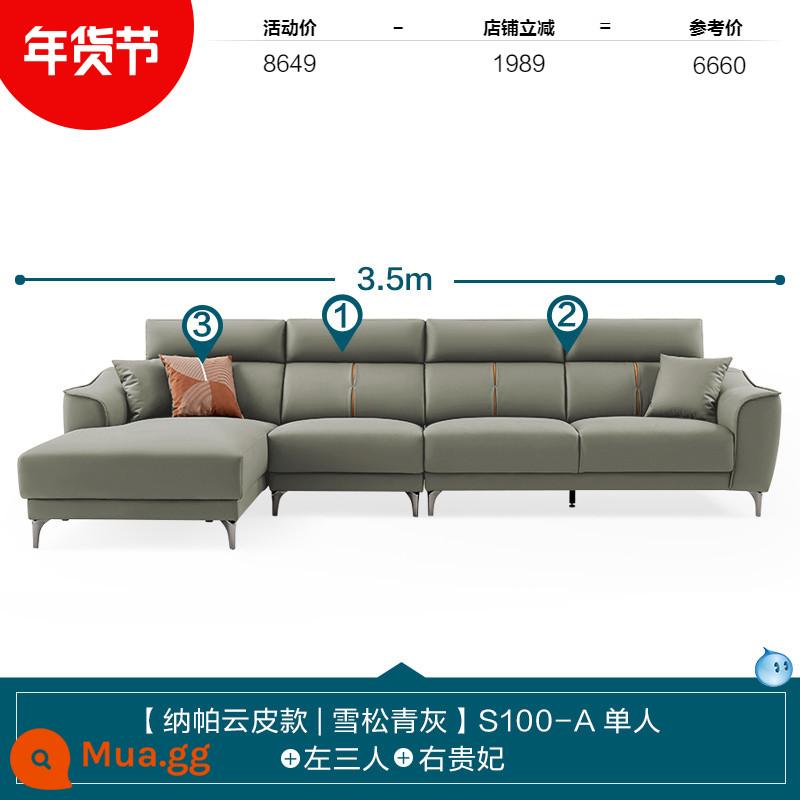 Lin's Home Hiện Đại Ánh Sáng Đơn Giản Sang Trọng Trái Và Phải Silicone Đường Thẳng Sofa Vải Phòng Khách Lin's Wood Industry - [Mẫu da mây Napa | xám xanh tuyết tùng] S100-A đơn + ba người bên trái + vợ lẽ bên phải