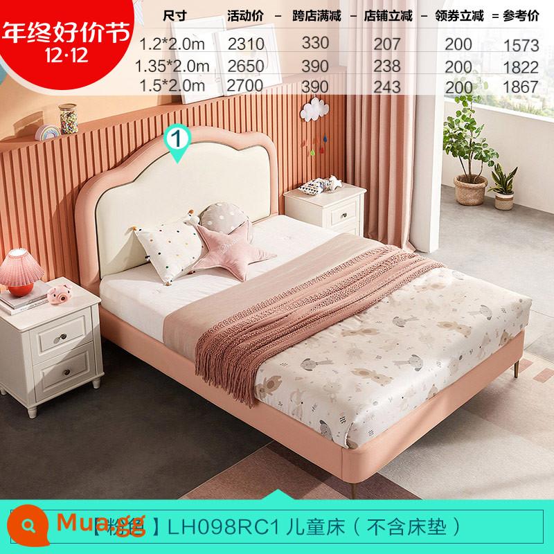 Lin Nhà Giường Trẻ Em Pháp Bé Gái Giường Công Chúa Khung Gỗ Chắc Chắn Giường Đơn 1.35 Mét Phòng Ngủ Lin's Wood ngành Công Nghiệp - [Mẫu cơ bản màu hồng] Giường mây (không bao gồm nệm)