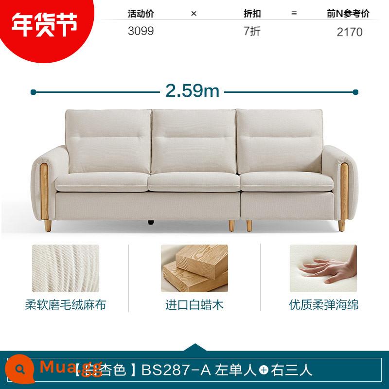 Lin's Nội Thất Gia Đình Rừng Vải Sofa Phòng Khách Căn Hộ Nhỏ Nội Thất Ba Chỗ Có Thể Tháo Rời Và Giặt Được Lin's Wood Industry BS287 - [Vải nhung mềm mại | hoa mai trắng] BS287-Bên trái một người + bên phải ba người