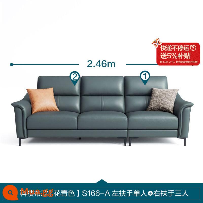 Công nghiệp gỗ của Lin Sedicades Vải Sofa Phòng khách Công nghệ Căn hộ nhỏ Công nghệ Vải SOFA Ánh sáng Đơn giản sang trọng S166 - [Phong cách vải kỹ thuật giả da | Hoa màu lục lam] S166-A Tay trái đơn + Tay vịn phải ba người