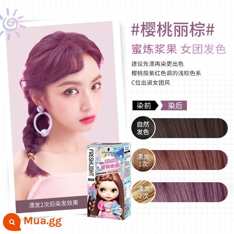 Thuốc nhuộm tóc Burgundy Schwarzkopf mật ong vàng nhạt bẩn cam vàng bong bóng bọt thuốc nhuộm tóc màu xám sáng nâu - Màu nâu anh đào [thuốc nhuộm bong bóng]