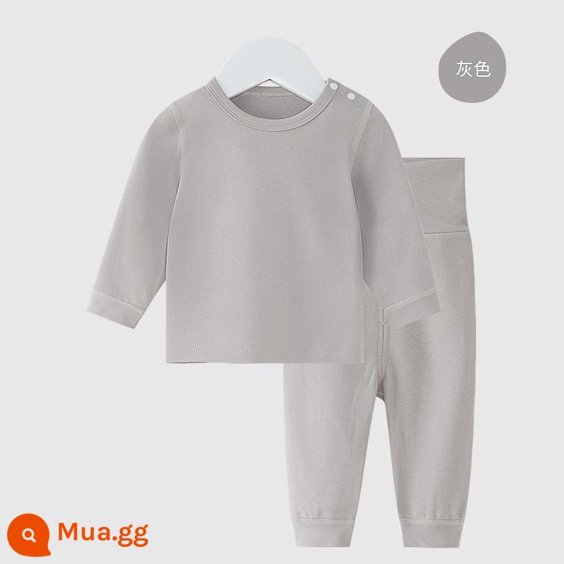 Quần áo cotton thu đông vệ sinh quần bộ mùa xuân và mùa thu đồ lót mỏng nam và nữ bộ đồ ngủ mùa xuân cho bé quần áo mùa xuân quần áo mùa xuân - xám