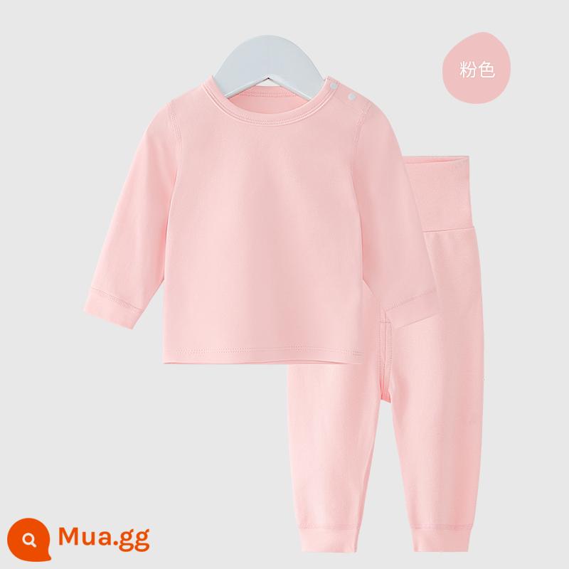 Quần áo cotton thu đông vệ sinh quần bộ mùa xuân và mùa thu đồ lót mỏng nam và nữ bộ đồ ngủ mùa xuân cho bé quần áo mùa xuân quần áo mùa xuân - Hồng