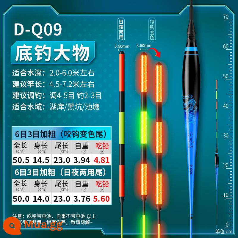 Phao cá chép bạc Xiaofengxian vật thể lớn phao phát sáng cắn móc thay đổi màu sắc ngày và đêm lưỡng dụng táo bạo bắt mắt phao tầm xa - D-Q09 Ăn chì ≈ 5.6g, bắt vật to ở phía dưới, 6 lưới sáng, 3 lưới đậm