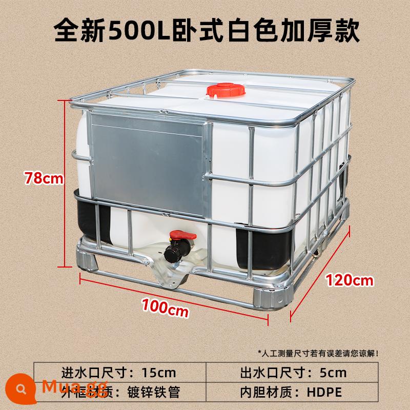 Tôn thùng dày nhựa ibc container thùng 1000 lít 1 tấn 500L bể nước vuông bể chứa nước hóa chất thùng thùng diesel - 500L màu trắng hoàn toàn mới (phiên bản dày ngang)