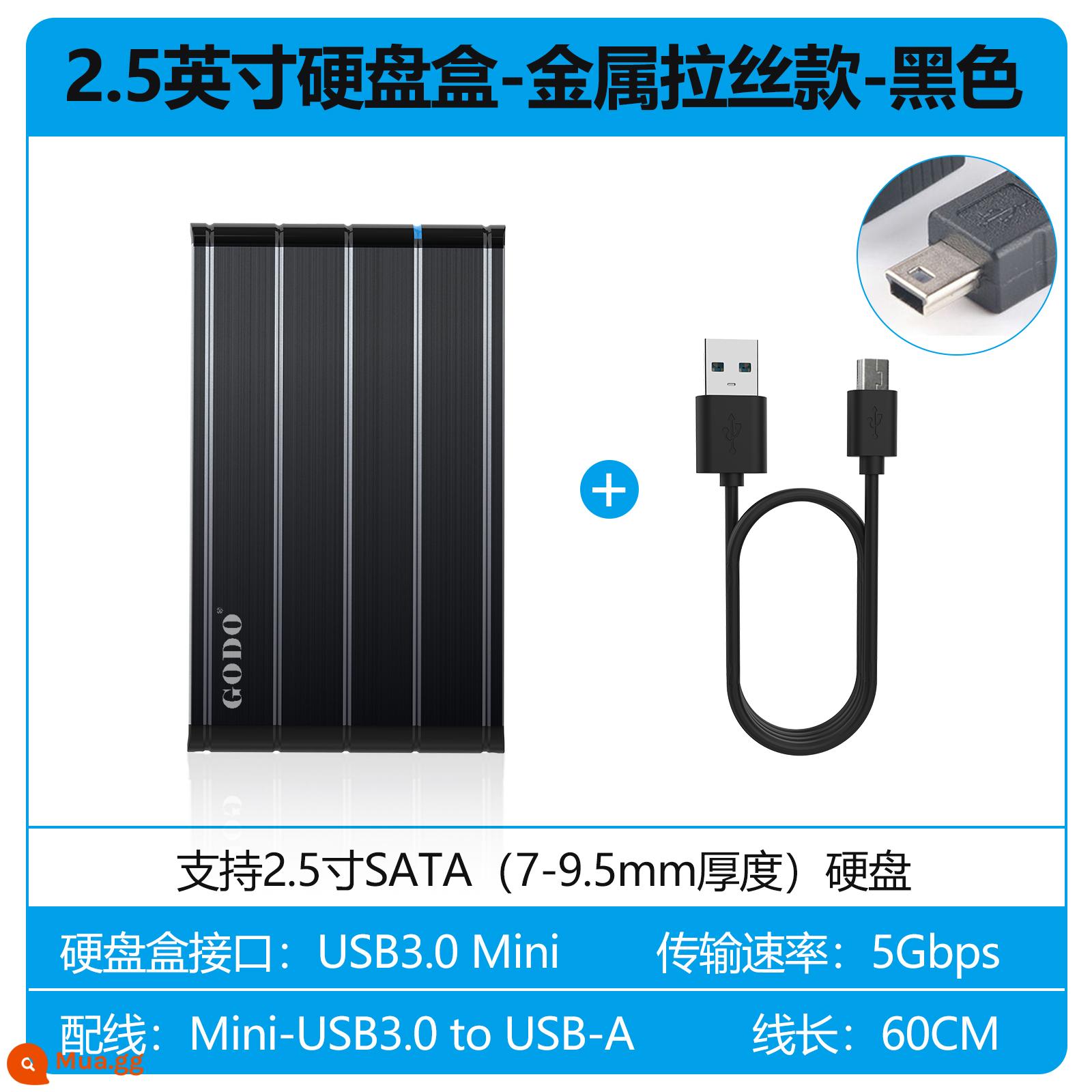 GODO cơ hộp đĩa cứng di động 2.5 inch usb3.0 bên ngoài rắn bên ngoài hộp máy tính xách tay sata - Màu đen kim loại [giao diện tốc độ cao 3.0 mới] JM578