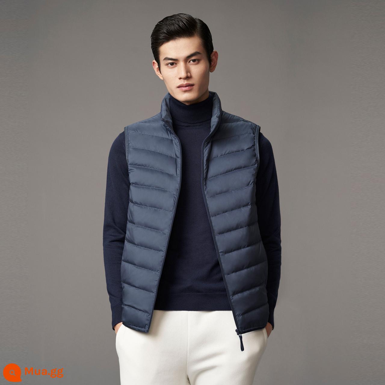 Bosideng Xuống Áo Vest Nam Mùa Đông Mới Cổ Đứng Mỏng Ngắn Áo Vest - Waterloo xanh 5286