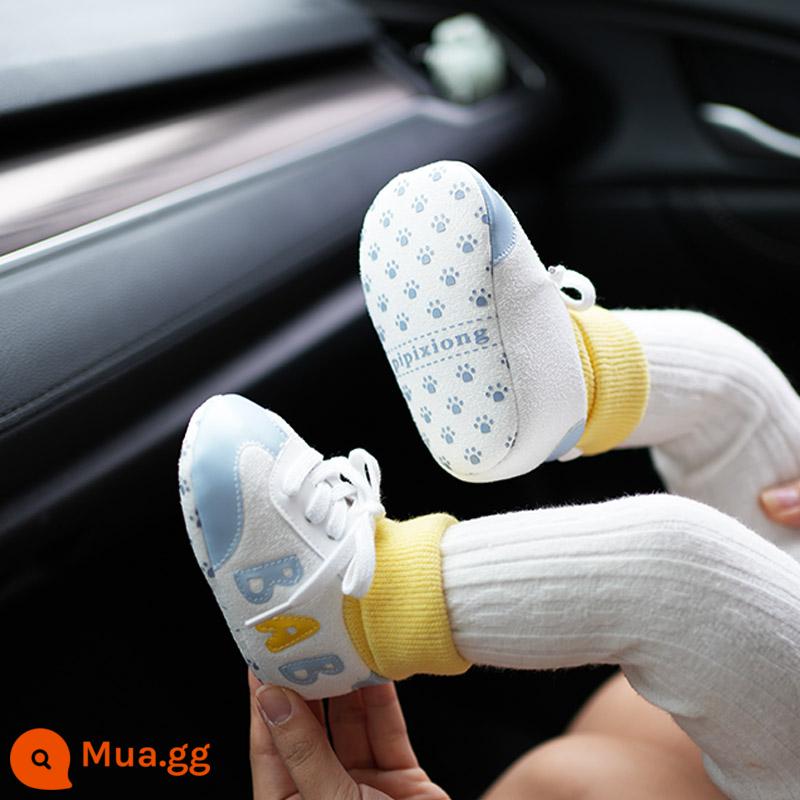 Giày cotton cho bé mùa xuân, mùa thu và mùa đông 0-3-6 tháng tuổi sơ sinh giày và vớ cho bé tập đi có đế mềm - Giày xuân thu BAB xanh