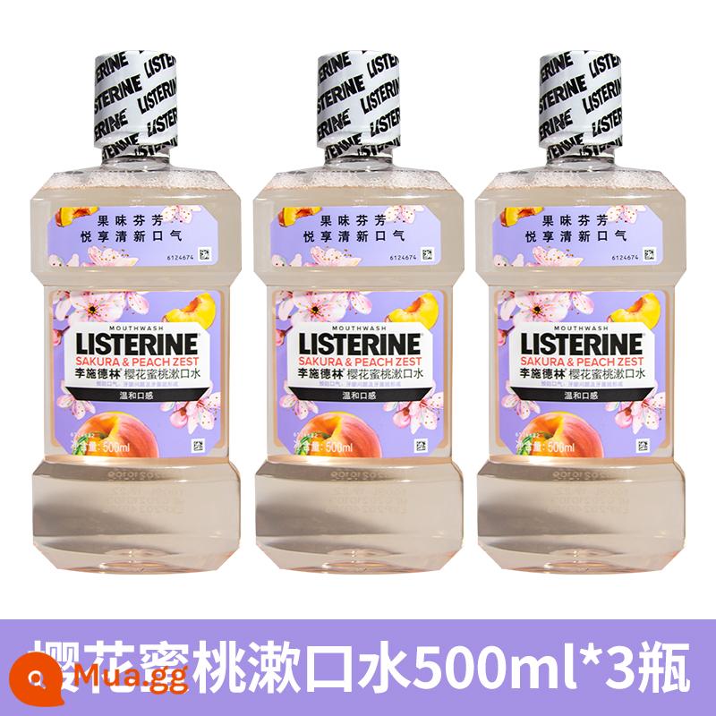 Nước súc miệng Li Shidelin Ice Blue Fresh 500ml*3 Ngoài trị hôi miệng kháng viêm loại bỏ vôi răng mảng bám vàng - Hồng