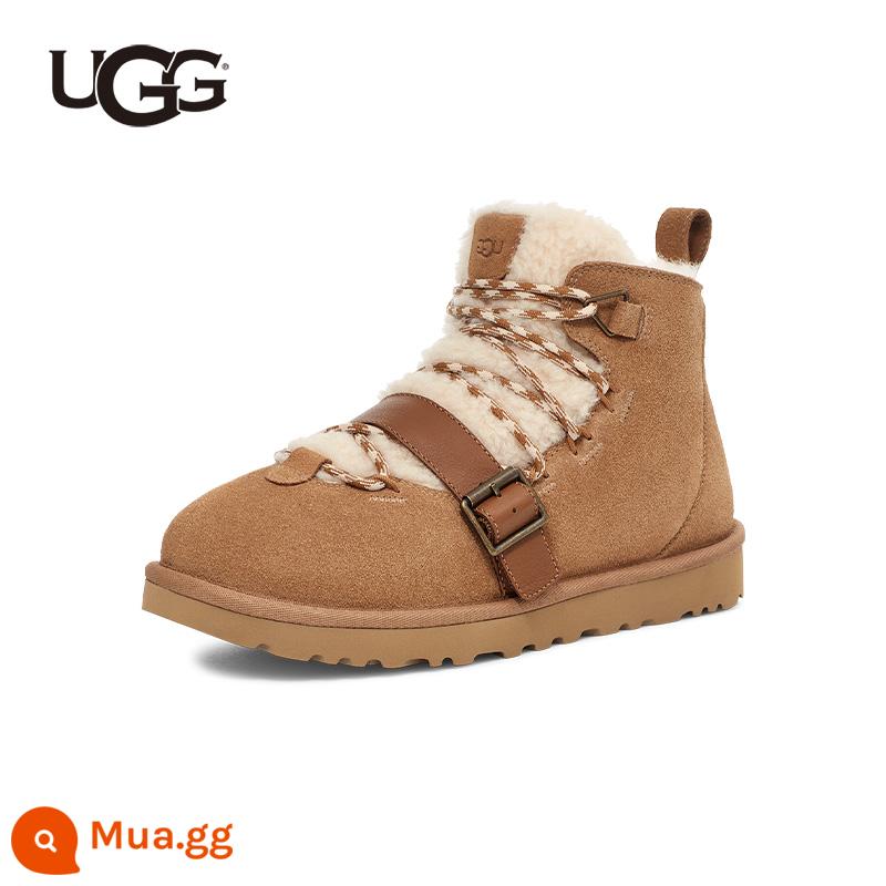 [Bán trước] UGG2023 Giày bốt ngắn lông phẳng buộc dây màu trơn phong cách mùa đông mới dành cho nam và nữ 1153510 - CHE | màu hạt dẻ