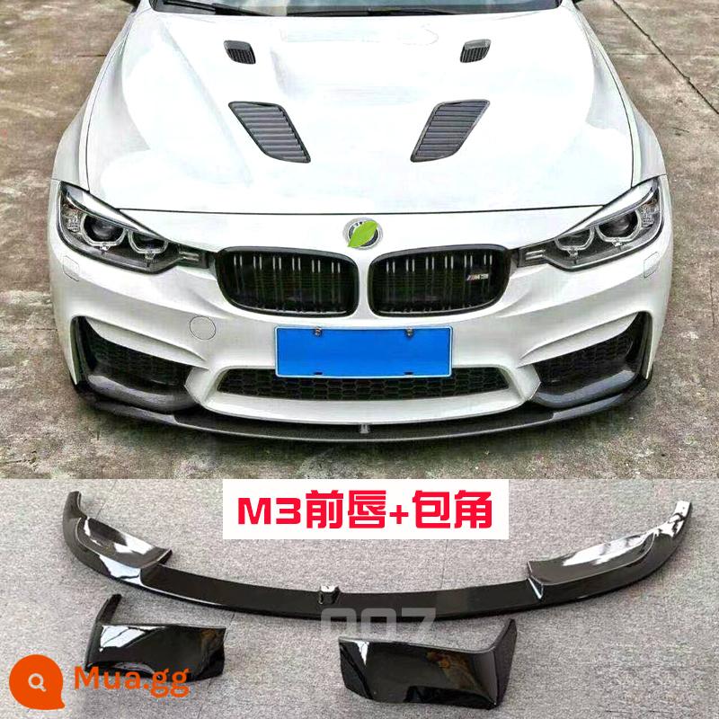 Thích hợp cho XE BMW M3 Vòm M Bộ 3 Series sửa đổi M3 vòm lớn phía trước cản trước F30/F35 ba dòng - Viền trước M3 + bọc góc (đen bóng) thu gom hàng hóa