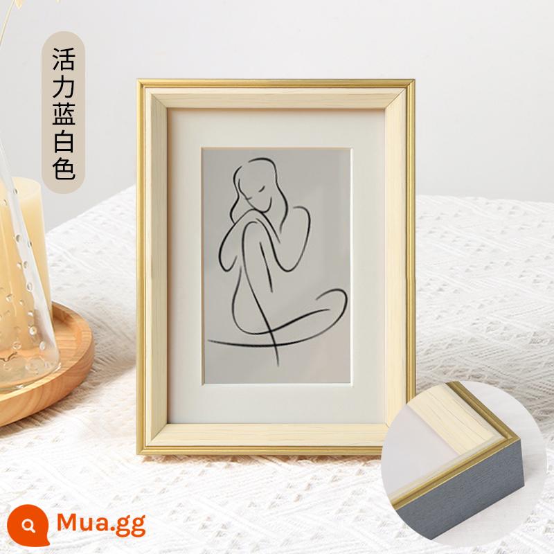 Khung ảnh đơn giản bàn 6 inch 8 inch 7 inch khung album ảnh A4 khung ảnh trẻ em Khung ảnh khung ảnh sáng tạo 16K10 - Màu xanh và trắng rực rỡ