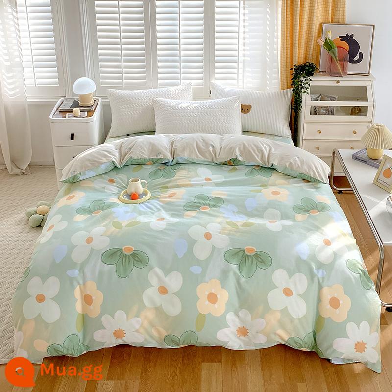 Nhỏ tươi nguyên chất cotton vỏ chăn đơn mảnh vỏ chăn 150x200 đơn ký túc xá 180x200x230 chăn đôi - Pinellia chanh xanh ngọc lục bảo