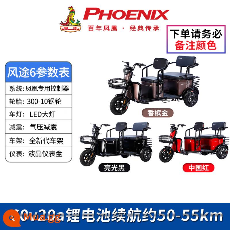 Xe ba bánh điện Phoenix, xe đưa đón hộ gia đình nhỏ cho trẻ em, xe ba bánh điện cho người già, xe ba bánh điện cho trẻ em - Nhận xét màu sắc của Fengtu 6 (pin lithium 60v20a khoảng 40km)