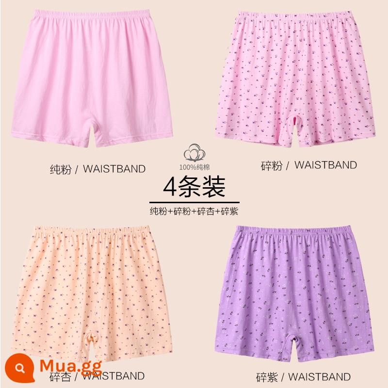 Nam Cực Mẹ Quần Lót Cotton Nguyên Chất Cao Cấp Size Lớn Trung Niên Và Người Cao Tuổi Rời Cotton Mùa Hè Bà Già Quần Short Boxer - [4 món] Bột nguyên chất + bột nghiền + mơ nghiền + tím nghiền