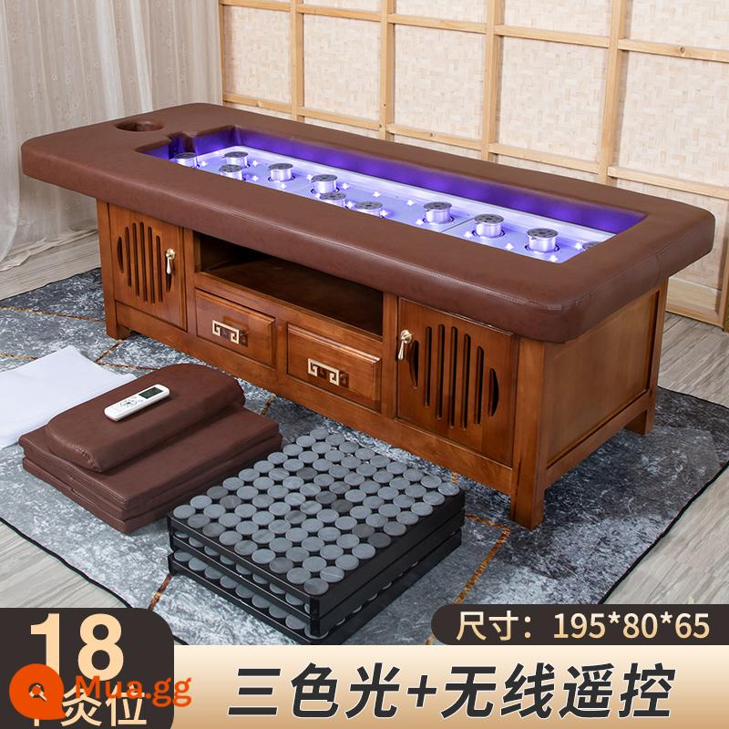 Giường moxibustion không khói thông minh y học cổ truyền Trung Quốc khử trùng giường vật lý trị liệu toàn bộ cơ thể moxibustion thẩm mỹ viện massage đặc biệt giường hấp sức khỏe - Phong cách Trung Quốc mới 18 viên đá thiên thạch tự nhiên moxibustion 270 miếng + điều khiển từ xa không dây 2 pound nhung moxa + 5 miếng cách nhiệt