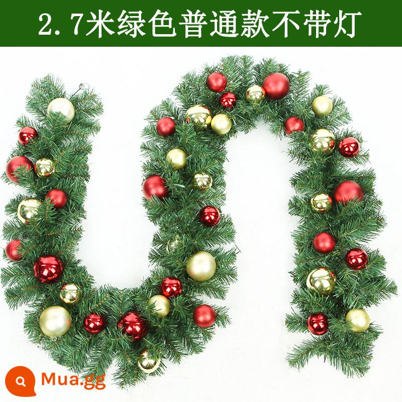 Vòng hoa mây Giáng sinh được mã hóa dài 2,7 mét, vòng hoa cây thông Noel, cửa ra vào, cửa sổ, trang trí cầu thang, trang trí mặt dây chuyền - Bóng dính mây thông thường màu xanh lá cây 2,7m