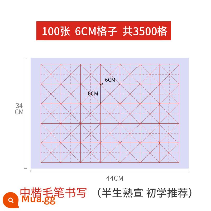 Lưới gạo Liupintang Giấy thư pháp Xuân giấy làm việc đặc biệt giấy với cọ lưới thực hành giấy bút lông giấy từ mới bắt đầu học sinh tiểu học giấy thô nửa nướng bán chín thô Xuan Mige bốn chân folio - 100 tờ, khổ lưới 6cm*35 (nấu chín một nửa, khuyên dùng cho người mới bắt đầu)