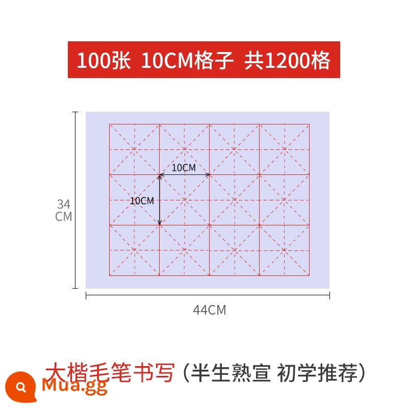 Lưới gạo Liupintang Giấy thư pháp Xuân giấy làm việc đặc biệt giấy với cọ lưới thực hành giấy bút lông giấy từ mới bắt đầu học sinh tiểu học giấy thô nửa nướng bán chín thô Xuan Mige bốn chân folio - 100 tờ 10cm*12 ô (nấu chín một nửa, khuyên dùng cho người mới bắt đầu)