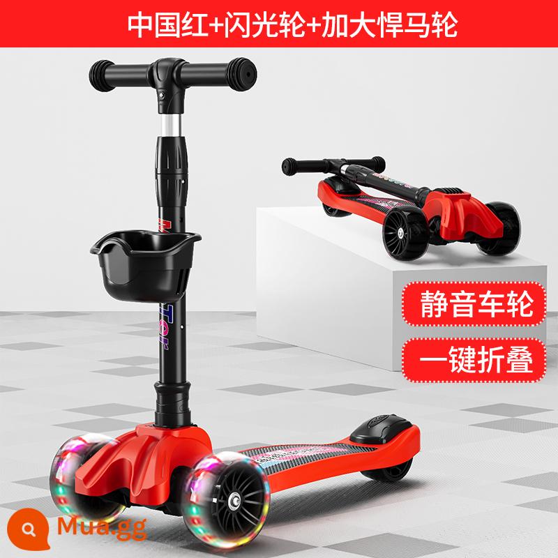 Xe Scooter cho bé 1-3-6-12 tuổi xe đạp trẻ em mẫu gấp bé trai và bé gái xe trơn cho bé - Lễ hội bánh xe Hummer màu đỏ/-Trung Quốc