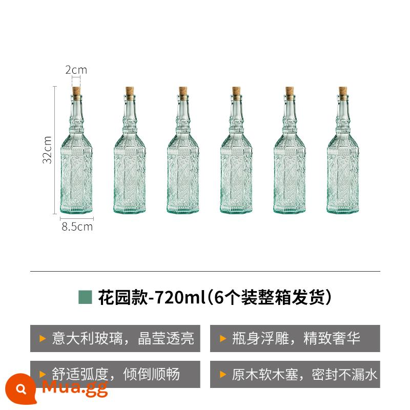 Bormioli Ý Nhập khẩu Glass Diquot Chai Nhà bếp Chai dầu lớn Chai Tổ Tủ Dầu - Garden style-720ml [6 miếng được vận chuyển trong hộp]