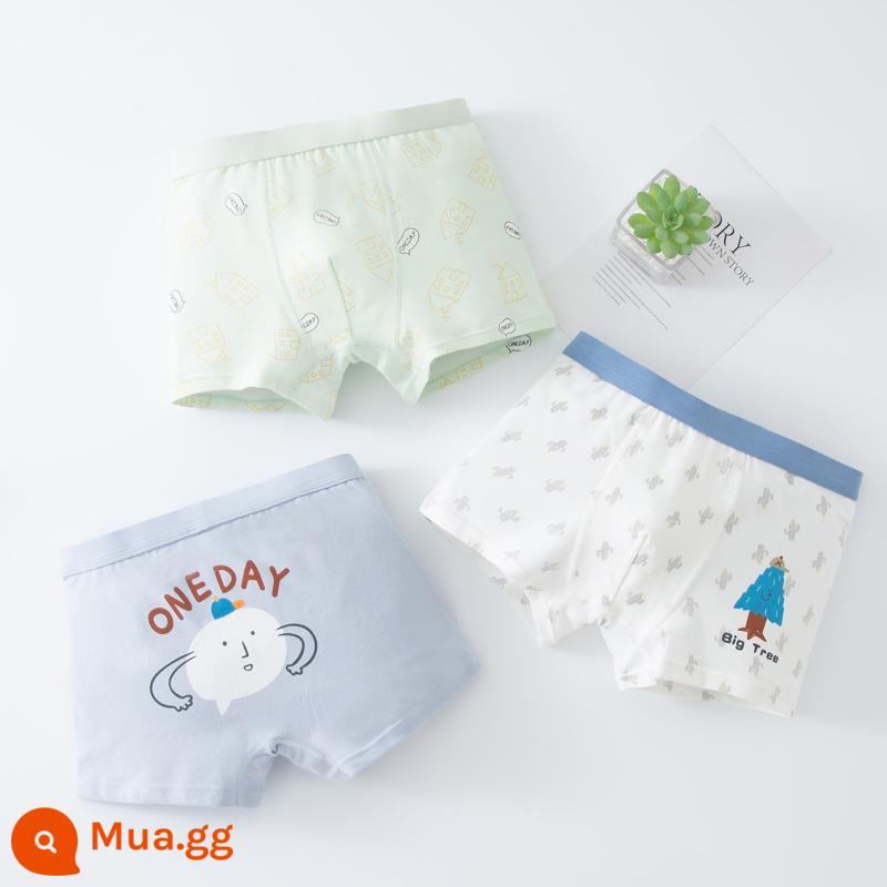 Quần lót trẻ em Babudou cotton bốn góc quần lót bé trai trung và lớn trẻ em quần đùi cotton bé trai trẻ trung - Mã tiêu chuẩn Lutongmeng 7920