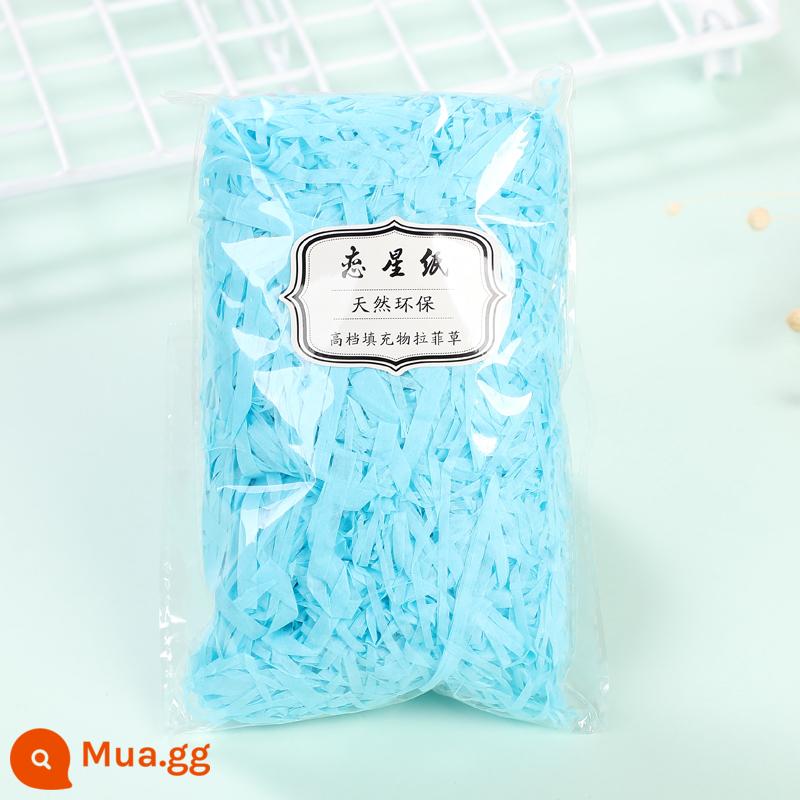 Trang Trí Hộp Quà Raffia Làm Đầy Giấy Vụn Mảnh Lụa Sáng Tạo Bộ Đồ Giường Cỏ Vật Liệu Trang Trí Bao Bì - Giấy lụa cao cấp màu xanh hồ