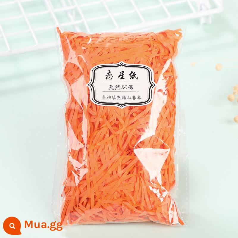 Trang Trí Hộp Quà Raffia Làm Đầy Giấy Vụn Mảnh Lụa Sáng Tạo Bộ Đồ Giường Cỏ Vật Liệu Trang Trí Bao Bì - Giấy lụa cao cấp màu cam