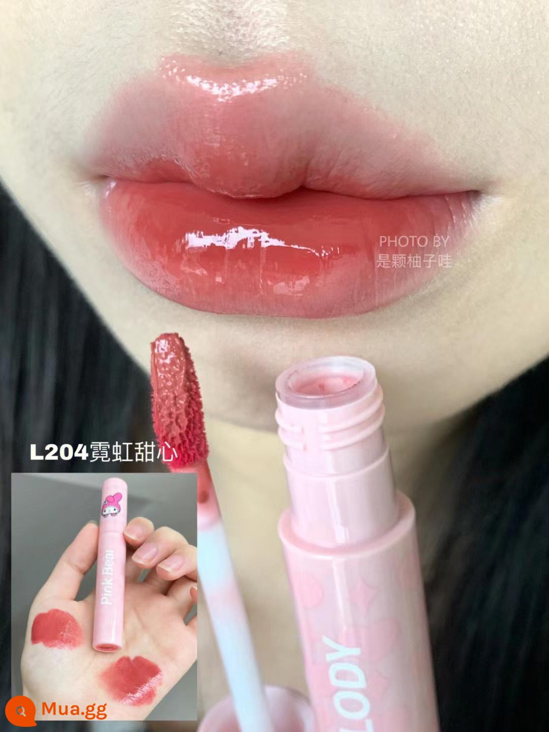 pinkbear lip men Kulomi Sanrio Melody bong bóng chung Pique gấu ngọc trai gương son môi Pico - Con Công Màu Xanh L204 Neon Người Yêu