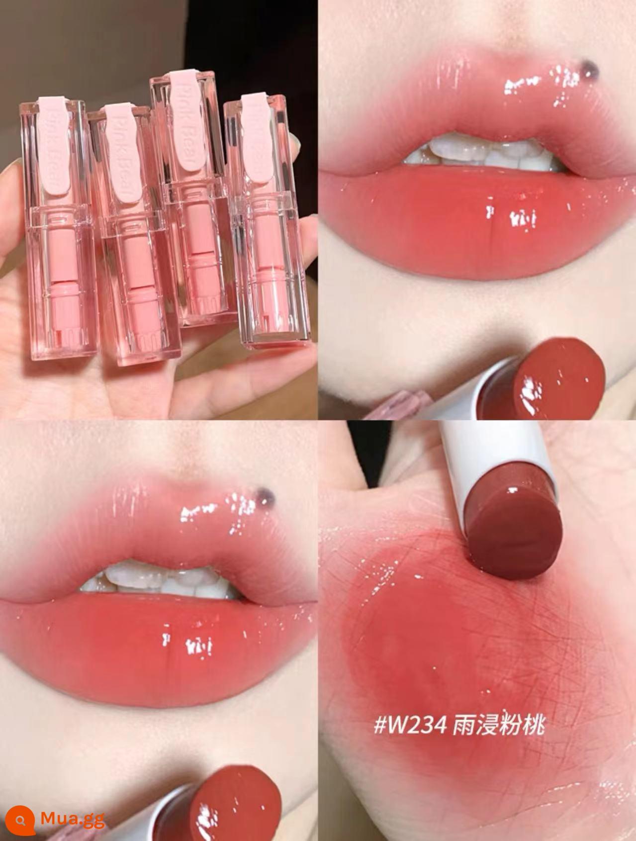 pinkbear lip men Kulomi Sanrio Melody bong bóng chung Pique gấu ngọc trai gương son môi Pico - W234# Đào hồng ngâm mưa