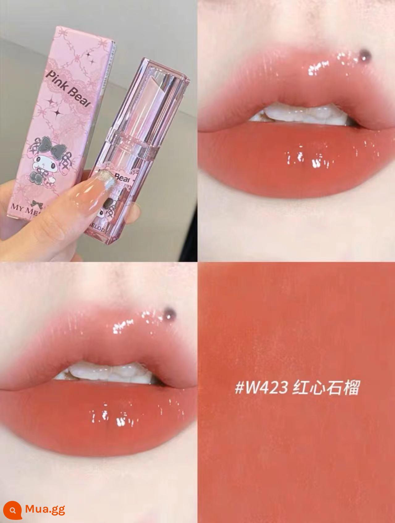 pinkbear lip men Kulomi Sanrio Melody bong bóng chung Pique gấu ngọc trai gương son môi Pico - Melody❤Son sữa W423#Trái tim đỏ lựu