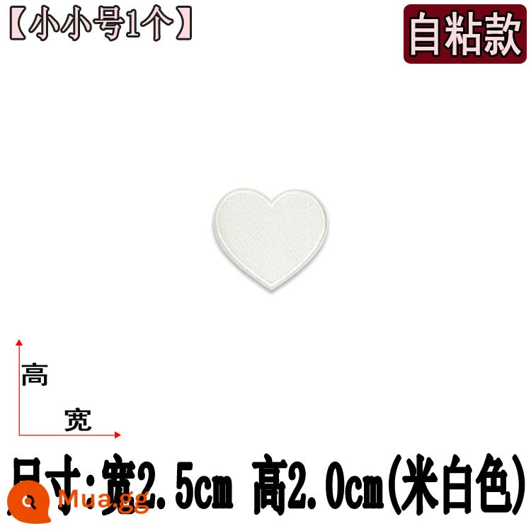 Nhỏ tự dính tình yêu vải vá cho quần áo và quần để sửa chữa lỗ thêu trái tim đính xuống áo khoác sửa chữa lỗ vá - Kích thước nhỏ màu trắng nhạt