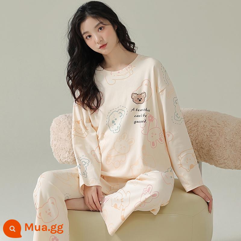 Bộ đồ ngủ Nam Cực cho nữ xuân thu 2023 mới cotton nguyên chất dài tay cỡ lớn mặc nhà mùa thu đông LK - 23615-[Ưu đãi trong thời gian có hạn]