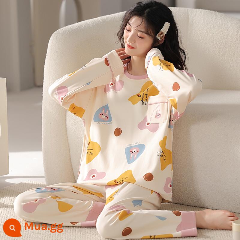 Bộ đồ ngủ Nam Cực cho nữ xuân thu 2023 mới cotton nguyên chất dài tay cỡ lớn mặc nhà mùa thu đông LK - 25168-[Ưu đãi trong thời gian có hạn]