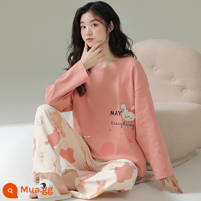 Bộ đồ ngủ Nam Cực cho nữ xuân thu 2023 mới cotton nguyên chất dài tay cỡ lớn mặc nhà mùa thu đông LK - 23596-[Ưu đãi trong thời gian có hạn]