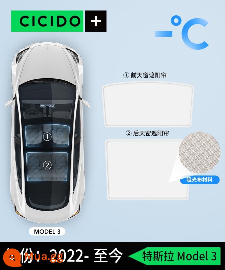 CICIDO thích hợp cho Tesla modelY/3 tấm che nắng che nắng mái che nắng cách nhiệt vách ngăn phụ kiện sửa đổi Ya - Model-3 [cửa sổ trời trước + cửa sổ trời sau] mát khi ra nắng ❉ không bị nóng khi ra nắng ⭐ màu trắng nguyên bản