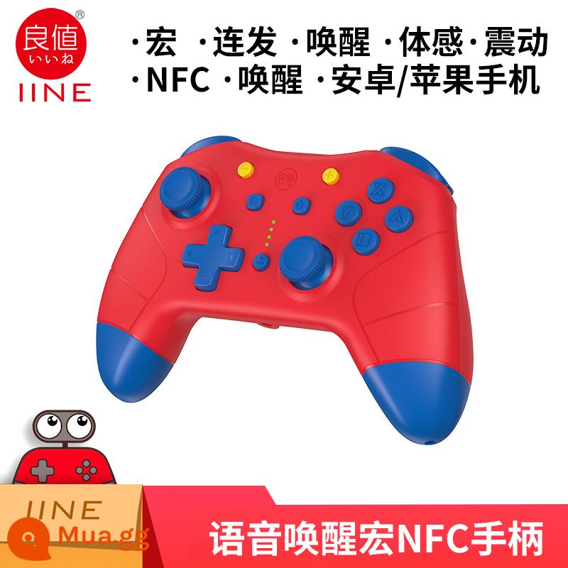 Tay cầm chơi game Switch PRO chính hãng giá trị tốt OLED NS rung không dây Bluetooth bật tay cầm trong suốt - Lập trình macro đánh thức giá trị tốt xử lý màu đỏ và xanh, mũ miễn phí L715