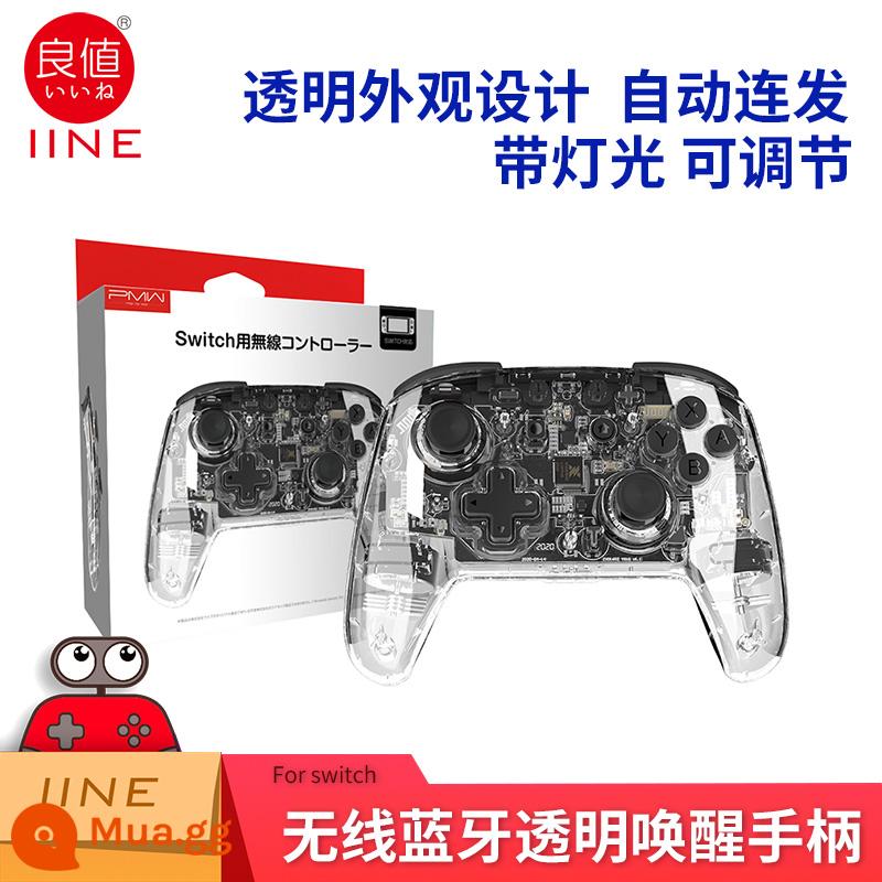 Tay cầm chơi game Switch PRO chính hãng giá trị tốt OLED NS rung không dây Bluetooth bật tay cầm trong suốt - Tay cầm đánh thức trong suốt thế hệ thứ ba có giá trị tốt L513 đi kèm với nắp đậy