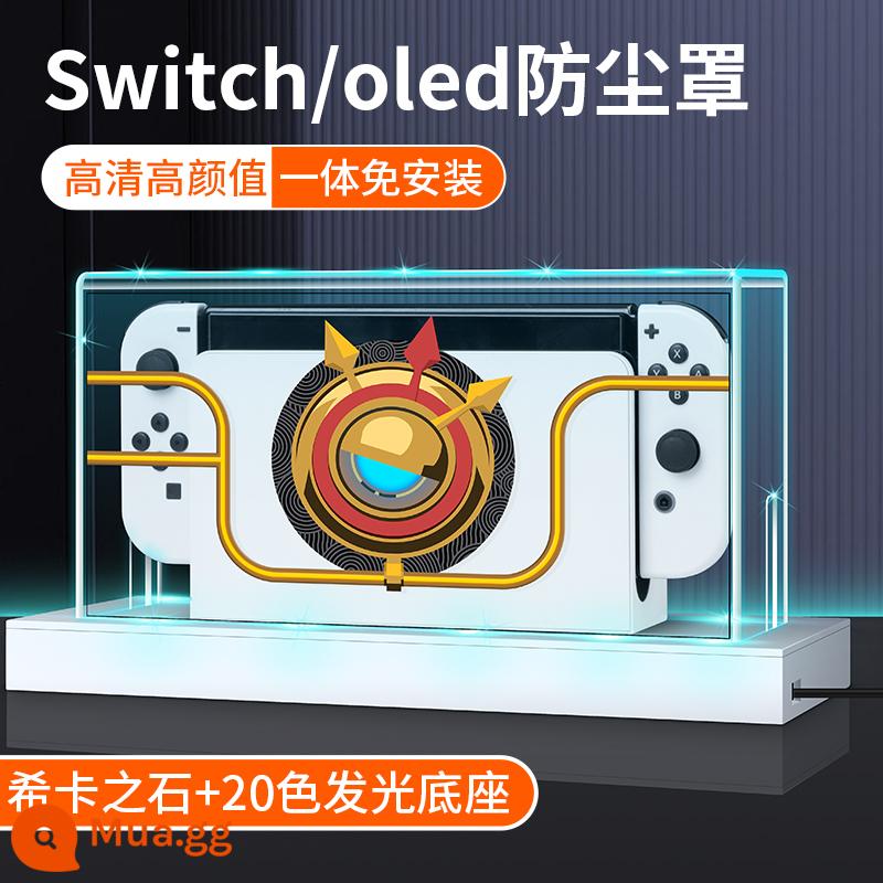 Công tắc che bụi dạ quang Nintendo switcholed máy chủ bảng điều khiển trò chơi hộp cơ sở ns bìa màn hình oled vỏ acrylic trong suốt vỏ bảo vệ hộp băng cassette túi lưu trữ hộp thẻ phụ kiện tản nhiệt - Tấm che bụi bằng đá Shikar + Đế phát sáng 20 màu [Universal cho Switch/Oled]