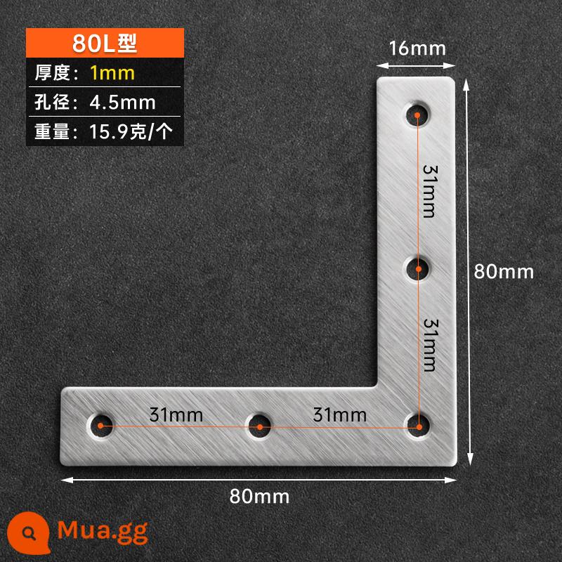 Thép không gỉ mã góc được gia cố 90 độ góc phải khối cố định Đầu nối đồ nội thất bằng sắt mảnh hình chữ L Khung sắt tam giác hình chữ T - 80L [1,0 dày] 10 miếng kèm vít gắn