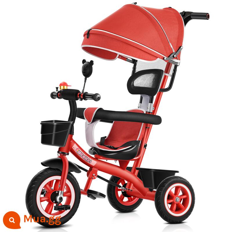 Xe ba bánh trẻ em Star Child 1-3-2-6 tuổi xe đẩy em bé cỡ lớn xe đạp trẻ em xe đẩy mẫu giáo - Tay đẩy lan can bằng titan màu đỏ tía trống rỗng