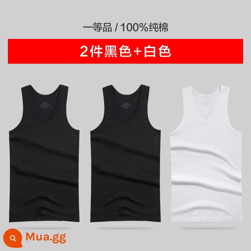 Heng Yuanxiang Áo Vest Nam Cotton Nguyên Chất Mùa Hè Đáy Mặc Phần Mỏng Vượt Rào Thể Dục Quần Lót Thể Thao Cotton Kích Thước Lớn - [3 gói] đen + đen + trắng