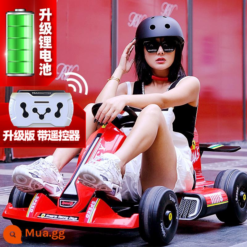 Đồ chơi go-kart điện siêu lớn có thể ngồi trên xe đua drift trẻ em 10 tuổi người lớn lái xe ô tô bốn bánh - Kích thước lớn màu đỏ đẹp | Pin lithium được nâng cấp với thời lượng pin 8 giờ [có thể điều chỉnh tốc độ/kích thước có thể điều chỉnh]