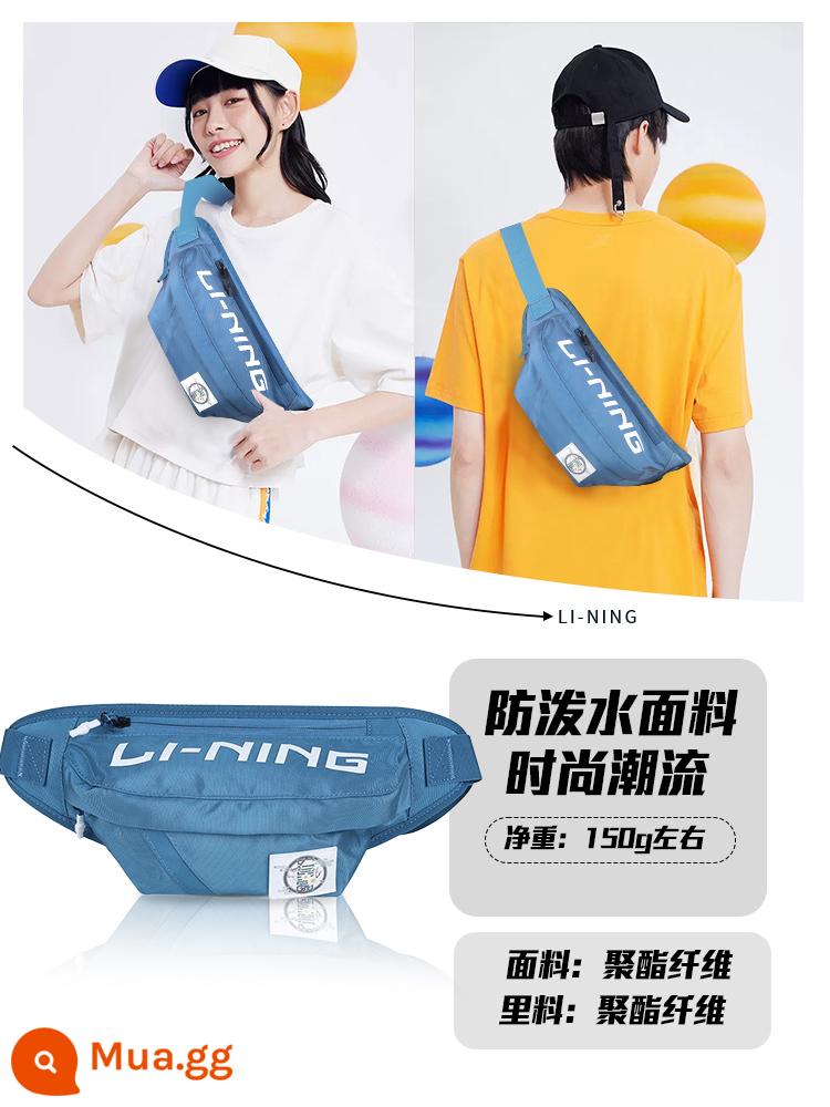 Túi thắt lưng Li Ning dành cho nam Túi đeo chéo chạy bộ đeo hông thiết bị điện thoại di động thể thao túi tập thể dục túi đeo ngực ngoài trời đa chức năng - [Deep Sea Blue] Sản phẩm chính hãng - nhiều lớp chống mài mòn - nhãn dệt graffiti