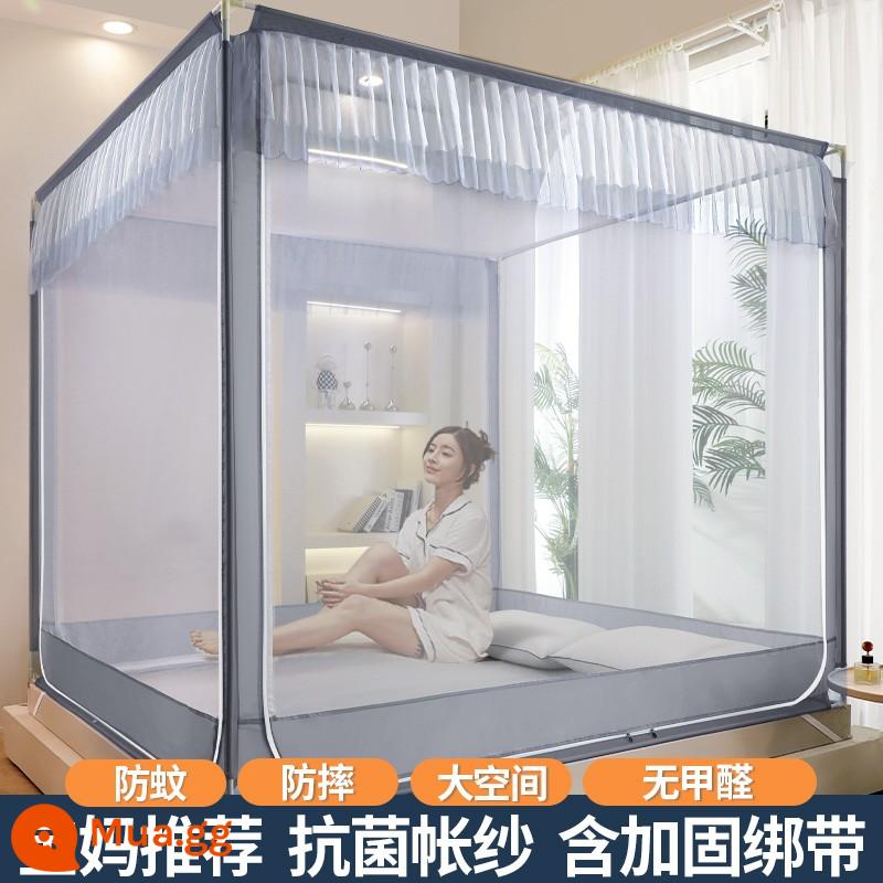 Màn chống muỗi phòng ngủ gia đình 2022 mới cao cấp trẻ em chống rơi giá đỡ yurt thanh mã hóa đậm và dày 2023 - Xám [đáy sau, cố định dây đeo] chống muỗi và chống rơi