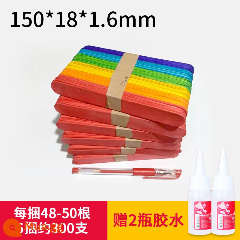 Que kem que gỗ Yidi que kem xây dựng mô hình nhà popsicle stick tự làm chất liệu handmade popsicle stick - Màu sắc 150*18*1.6mm 6 bó khoảng 300 miếng