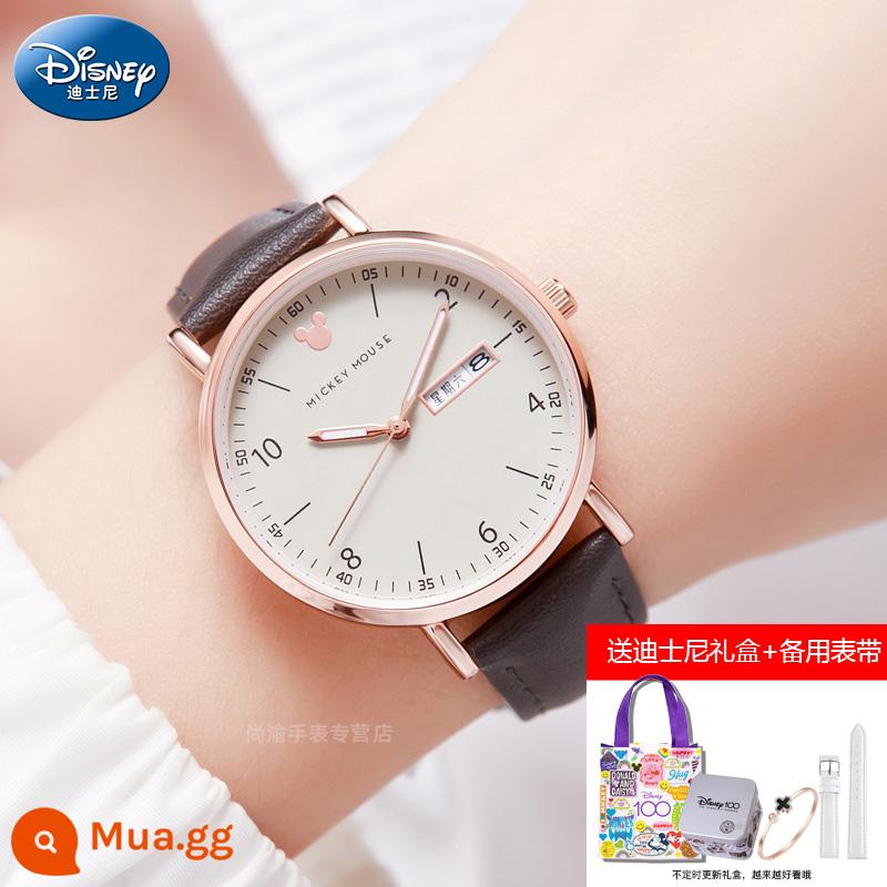 Đồng hồ Disney nữ học sinh cấp 2 giá trị cao học sinh cấp 3 2023 cơ khí chống nước mới kỳ thi đặc biệt - Trà sữa màu xám