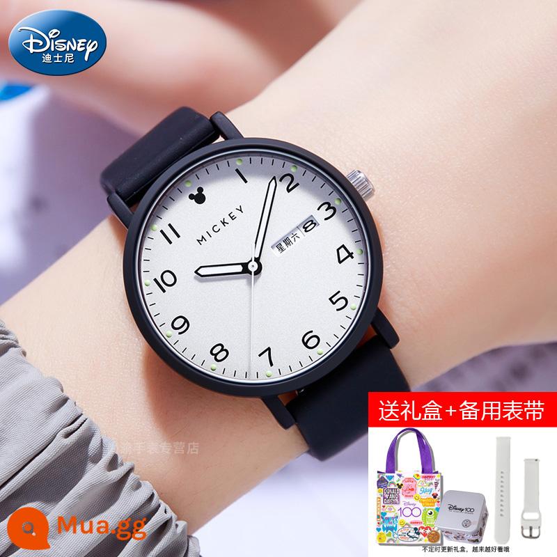 Đồng hồ Disney nữ học sinh cấp 2 giá trị cao học sinh cấp 3 2023 cơ khí chống nước mới kỳ thi đặc biệt - Màu đen cổ điển + dây đeo dự phòng