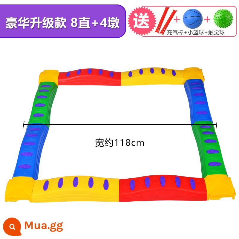 Tích hợp giác quan thiết bị đào tạo mẫu giáo bảng cân bằng xúc giác chân trẻ em cầu ván đơn cân bằng gỗ trong nhà đồ chơi gia đình - Mẫu nâng cấp sang trọng 8 thẳng + 4 trụ nhỏ